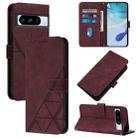 For Google Pixel 8 Pro Crossbody 3D Embossed Flip Leather Phone Case(Wine Red) - 1