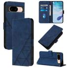 For Google Pixel 8a Crossbody 3D Embossed Flip Leather Phone Case(Blue) - 1