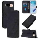 For Google Pixel 8a Crossbody 3D Embossed Flip Leather Phone Case(Black) - 1