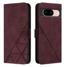 For Google Pixel 8a Crossbody 3D Embossed Flip Leather Phone Case(Wine Red) - 2