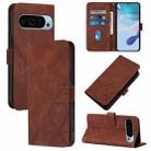 For Google Pixel 9 Pro XL Crossbody 3D Embossed Flip Leather Phone Case(Brown) - 1