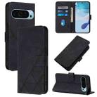 For Google Pixel 9 Pro XL Crossbody 3D Embossed Flip Leather Phone Case(Black) - 1