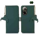 For Realme C67 4G Genuine Leather Magnetic RFID Leather Phone Case(Green) - 1