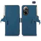 For Realme C67 4G Genuine Leather Magnetic RFID Leather Phone Case(Blue) - 1