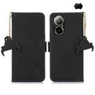 For Realme C67 4G Genuine Leather Magnetic RFID Leather Phone Case(Black) - 1