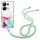 For Xiaomi Redmi Note 13 Pro 4G / Poco M6 Pro 4G Hollow Marble Pattern TPU Phone Case with Neck Strap Rope(Green) - 1