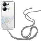 For Xiaomi Redmi Note 13 Pro 4G / Poco M6 Pro 4G Hollow Marble Pattern TPU Phone Case with Neck Strap Rope(Grey) - 1