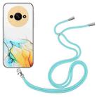 For Xiaomi Redmi A3 4G Hollow Marble Pattern TPU Phone Case with Neck Strap Rope(Yellow) - 1