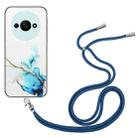 For Xiaomi Redmi A3 4G Hollow Marble Pattern TPU Phone Case with Neck Strap Rope(Blue) - 1
