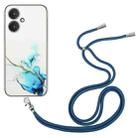 For Xiaomi Redmi 13C 5G / Poco M6 / Redmi 13R Hollow Marble Pattern TPU Phone Case with Neck Strap Rope(Blue) - 1