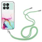 For Xiaomi Redmi K70E / Poco X6 Pro 5G Hollow Marble Pattern TPU Phone Case with Neck Strap Rope(Green) - 1