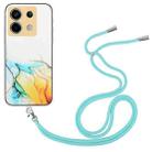 For Xiaomi Poco X6 5G Hollow Marble Pattern TPU Phone Case with Neck Strap Rope(Yellow) - 1