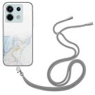 For Xiaomi Poco X6 5G Hollow Marble Pattern TPU Phone Case with Neck Strap Rope(Grey) - 1