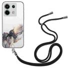 For Xiaomi Poco X6 5G Hollow Marble Pattern TPU Phone Case with Neck Strap Rope(Black) - 1