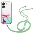 For Xiaomi Redmi 13C 4G / Poco C65 Hollow Marble Pattern TPU Phone Case with Neck Strap Rope(Green) - 1