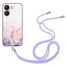 For Xiaomi Redmi 13C 4G / Poco C65 Hollow Marble Pattern TPU Phone Case with Neck Strap Rope(Pink) - 1