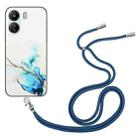 For Xiaomi Redmi 13C 4G / Poco C65 Hollow Marble Pattern TPU Phone Case with Neck Strap Rope(Blue) - 1