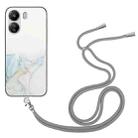 For Xiaomi Redmi 13C 4G / Poco C65 Hollow Marble Pattern TPU Phone Case with Neck Strap Rope(Grey) - 1