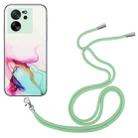 For Xiaomi 13T / 13T Pro Hollow Marble Pattern TPU Phone Case with Neck Strap Rope(Green) - 1