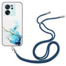 For Xiaomi 13T / 13T Pro Hollow Marble Pattern TPU Phone Case with Neck Strap Rope(Blue) - 1