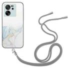 For Xiaomi 13T / 13T Pro Hollow Marble Pattern TPU Phone Case with Neck Strap Rope(Grey) - 1