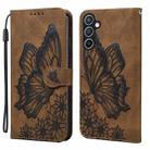 For Samsung Galaxy A56 5G Retro Skin Feel Butterflies Embossing Horizontal Flip Leather Phone Case(Brown) - 1