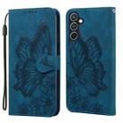 For Samsung Galaxy A16 5G Retro Skin Feel Butterflies Embossing Horizontal Flip Leather Phone Case(Blue) - 1