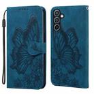 For Samsung Galaxy A17 5G / A26 5G Retro Skin Feel Butterflies Embossing Horizontal Flip Leather Phone Case(Blue) - 1