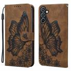 For Samsung Galaxy A17 5G / A26 5G Retro Skin Feel Butterflies Embossing Horizontal Flip Leather Phone Case(Brown) - 1