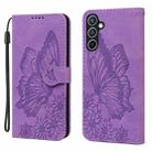 For Samsung Galaxy A17 5G / A26 5G Retro Skin Feel Butterflies Embossing Horizontal Flip Leather Phone Case(Purple) - 1