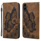 For Samsung Galaxy A07 4G / A06 4G Retro Skin Feel Butterflies Embossing Horizontal Flip Leather Phone Case(Brown) - 1