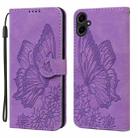 For Samsung Galaxy A07 4G / A06 4G Retro Skin Feel Butterflies Embossing Horizontal Flip Leather Phone Case(Purple) - 1