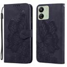 For Xiaomi Redmi 13C / POCO C65 Retro Skin Feel Butterflies Embossing Horizontal Flip Leather Phone Case(Black) - 1