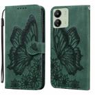 For Xiaomi Redmi 13C / POCO C65 Retro Skin Feel Butterflies Embossing Horizontal Flip Leather Phone Case(Green) - 1