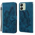 For Xiaomi Redmi 13C / POCO C65 Retro Skin Feel Butterflies Embossing Horizontal Flip Leather Phone Case(Blue) - 1