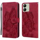 For Xiaomi Redmi 13C / POCO C65 Retro Skin Feel Butterflies Embossing Horizontal Flip Leather Phone Case(Red) - 1