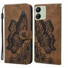 For Xiaomi Redmi 13C / POCO C65 Retro Skin Feel Butterflies Embossing Horizontal Flip Leather Phone Case(Brown) - 1