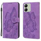 For Xiaomi Redmi 13C / POCO C65 Retro Skin Feel Butterflies Embossing Horizontal Flip Leather Phone Case(Purple) - 1