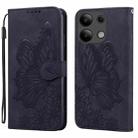 For Xiaomi Redmi Note 13 4G Retro Skin Feel Butterflies Embossing Horizontal Flip Leather Phone Case(Black) - 1