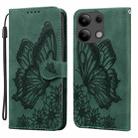 For Xiaomi Redmi Note 13 4G Retro Skin Feel Butterflies Embossing Horizontal Flip Leather Phone Case(Green) - 1