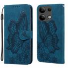 For Xiaomi Redmi Note 13 4G Retro Skin Feel Butterflies Embossing Horizontal Flip Leather Phone Case(Blue) - 1