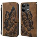 For Xiaomi Redmi Note 13 4G Retro Skin Feel Butterflies Embossing Horizontal Flip Leather Phone Case(Brown) - 1