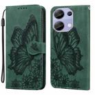 For Xiaomi Redmi Note 13 Pro 4G Retro Skin Feel Butterflies Embossing Horizontal Flip Leather Phone Case(Green) - 1