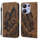 For Xiaomi Redmi Note 13 Pro 4G Retro Skin Feel Butterflies Embossing Horizontal Flip Leather Phone Case(Brown) - 1