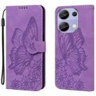 For Xiaomi Redmi Note 13 Pro 4G Retro Skin Feel Butterflies Embossing Horizontal Flip Leather Phone Case(Purple) - 1