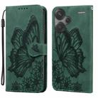 For Xiaomi Redmi Note 13 Pro+ 5G Retro Skin Feel Butterflies Embossing Horizontal Flip Leather Phone Case(Green) - 1