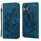 For Xiaomi Redmi Note 13 Pro+ 5G Retro Skin Feel Butterflies Embossing Horizontal Flip Leather Phone Case(Blue) - 1