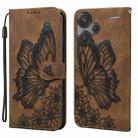 For Xiaomi Redmi Note 13 Pro+ 5G Retro Skin Feel Butterflies Embossing Horizontal Flip Leather Phone Case(Brown) - 1