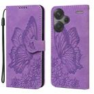 For Xiaomi Redmi Note 13 Pro+ 5G Retro Skin Feel Butterflies Embossing Horizontal Flip Leather Phone Case(Purple) - 1