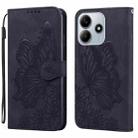 For Redmi Note 14 5G Retro Skin Feel Butterflies Embossing Horizontal Flip Leather Phone Case(Black) - 1